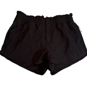 FLX Black Athletic Shorts Women's XL Paperbag Waist Zip Pocket Running w/ lining